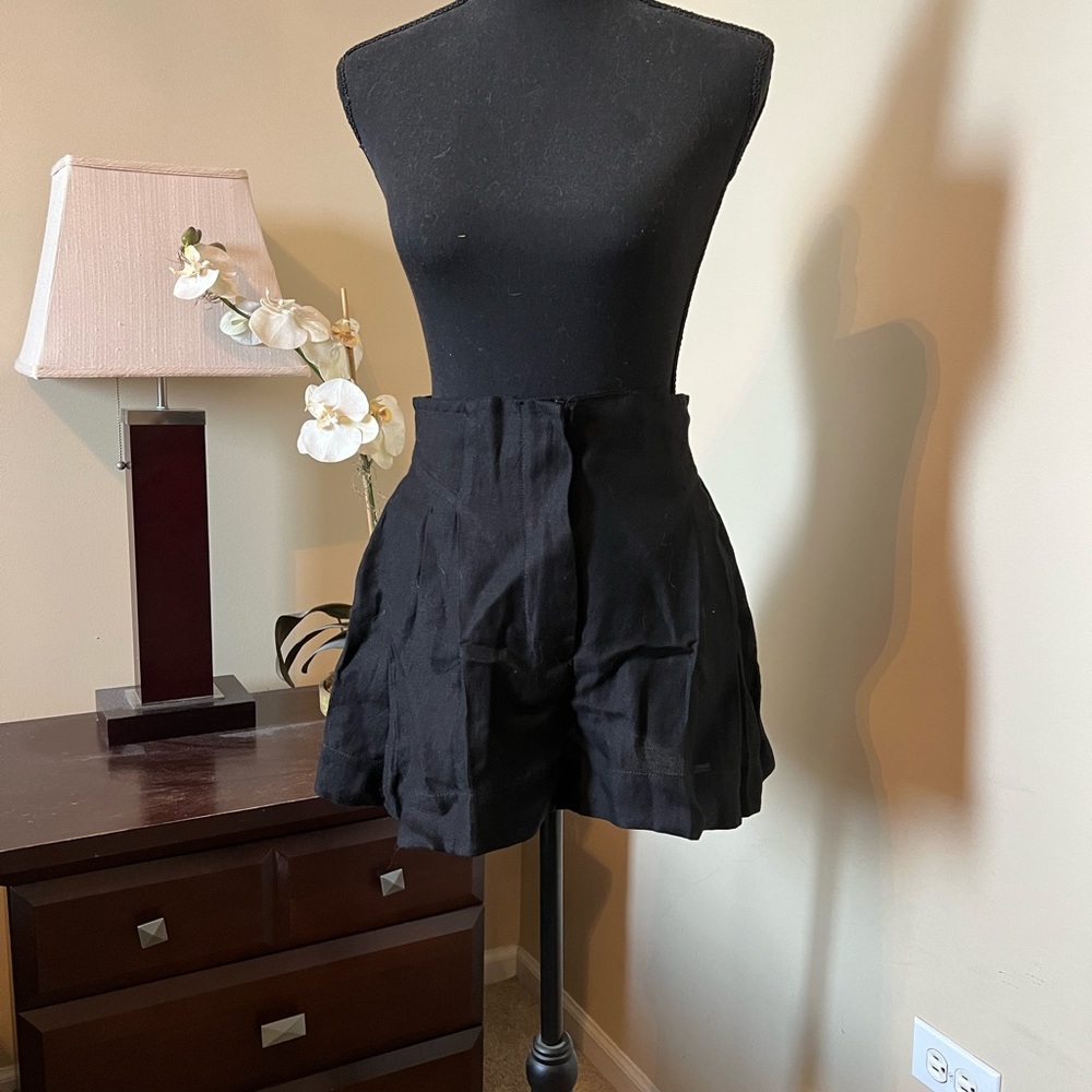 Derek Lam High Waisted Black Linen Shorts